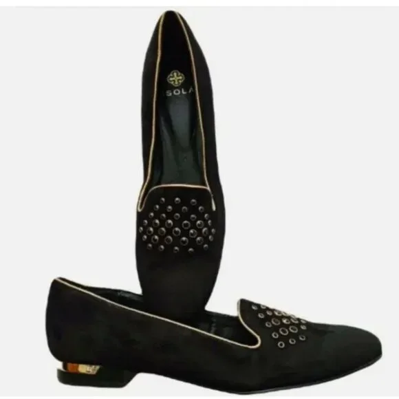 ISOLA Women’s Risa Black Suede Leather Slip-On Loafer Pump Size 8 1/2 - Picture 3 of 15